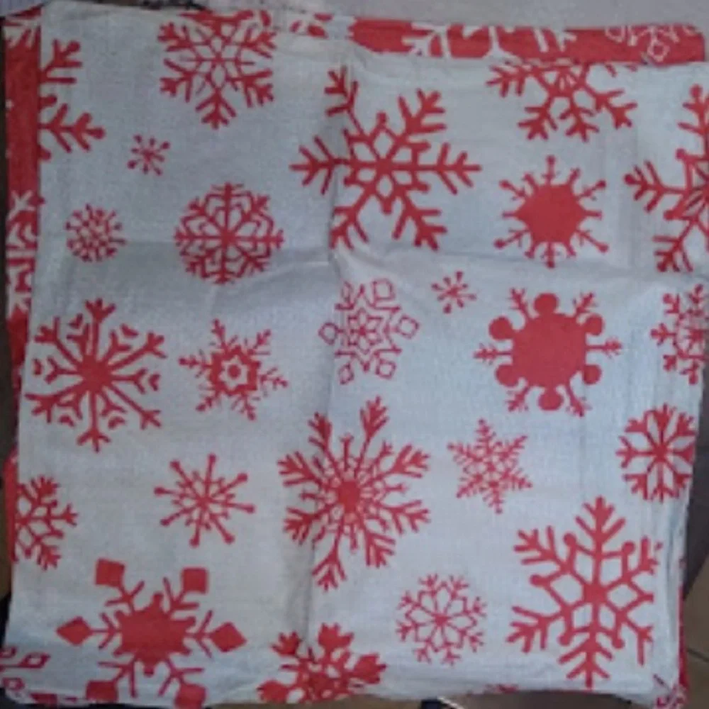 Snowflake Throw Pillow Covers Red and Beige 4 pc